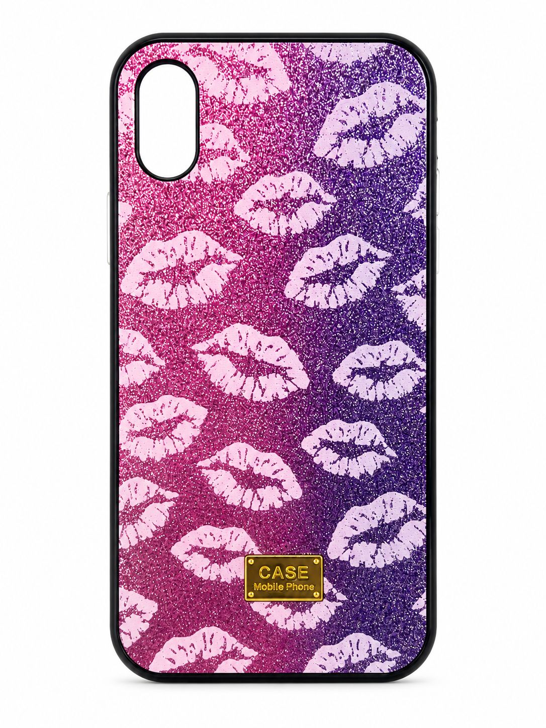 Glitter Lip Print Phone Case for Iphone XR-Pink and Purple Ombre