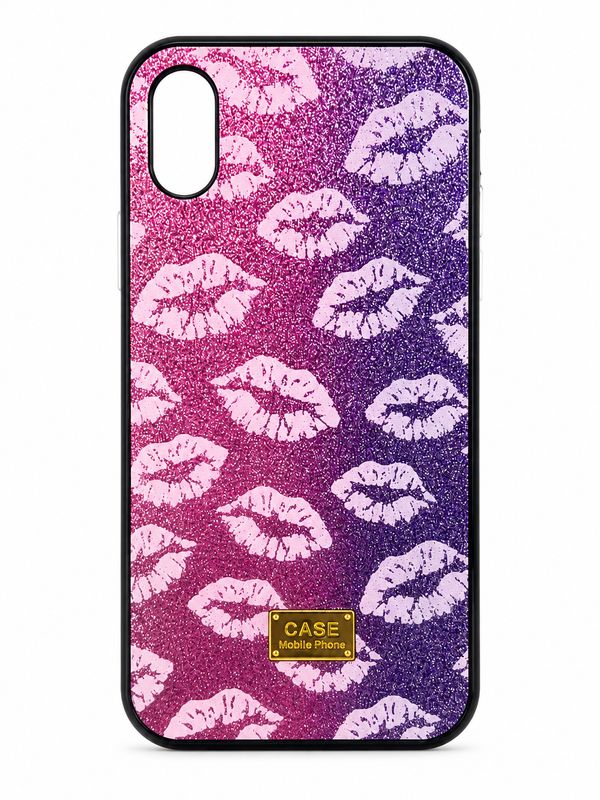Glitter Lip Print Phone Case for Iphone XR-Pink and Purple Ombre