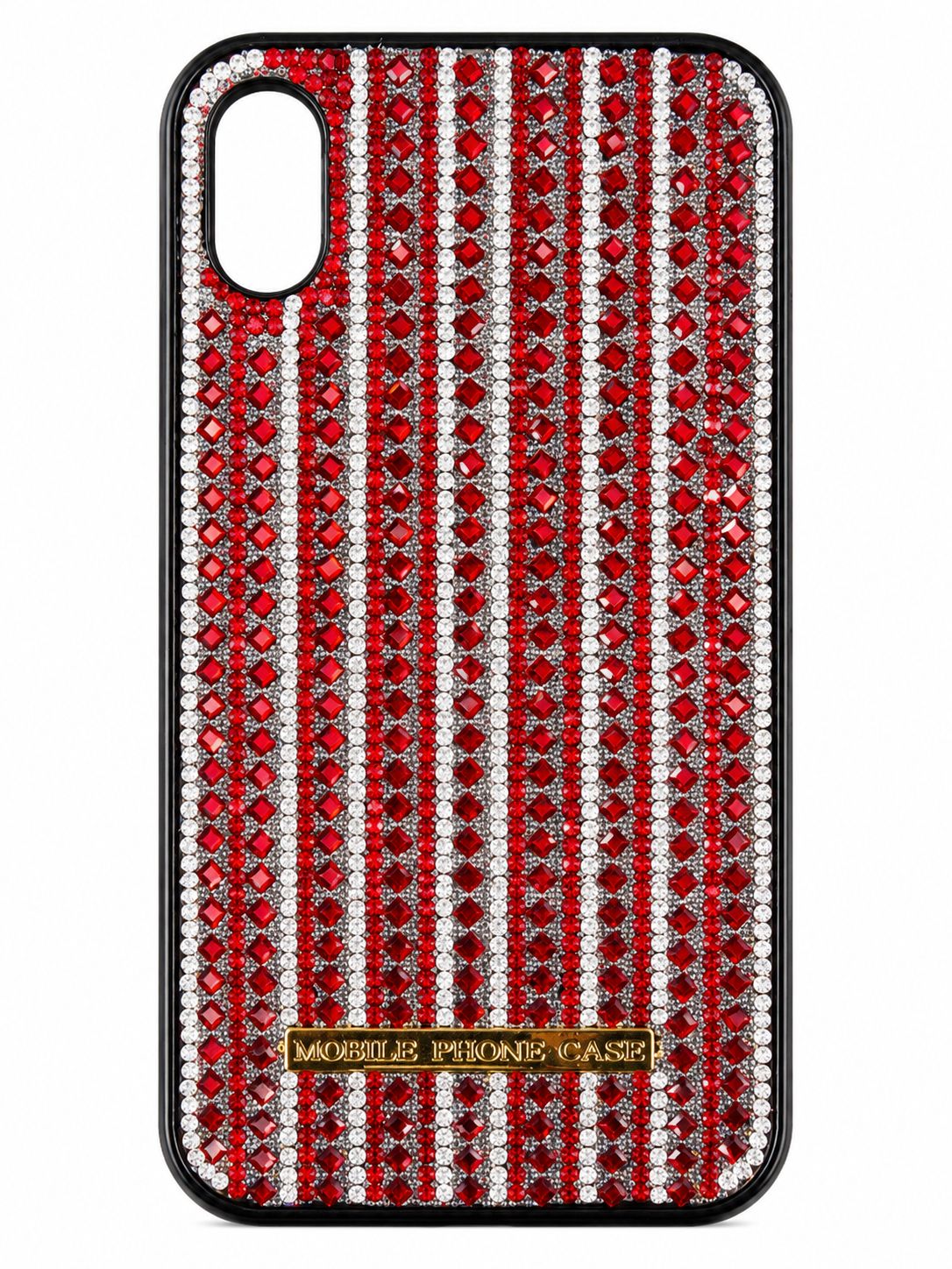 Luxury Rhinestone Phone Case for Iphone XR- Ruby Red and  White