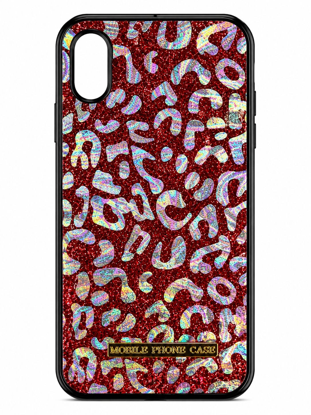Glitter Leopard Print Phone Case for Iphone XR- Red