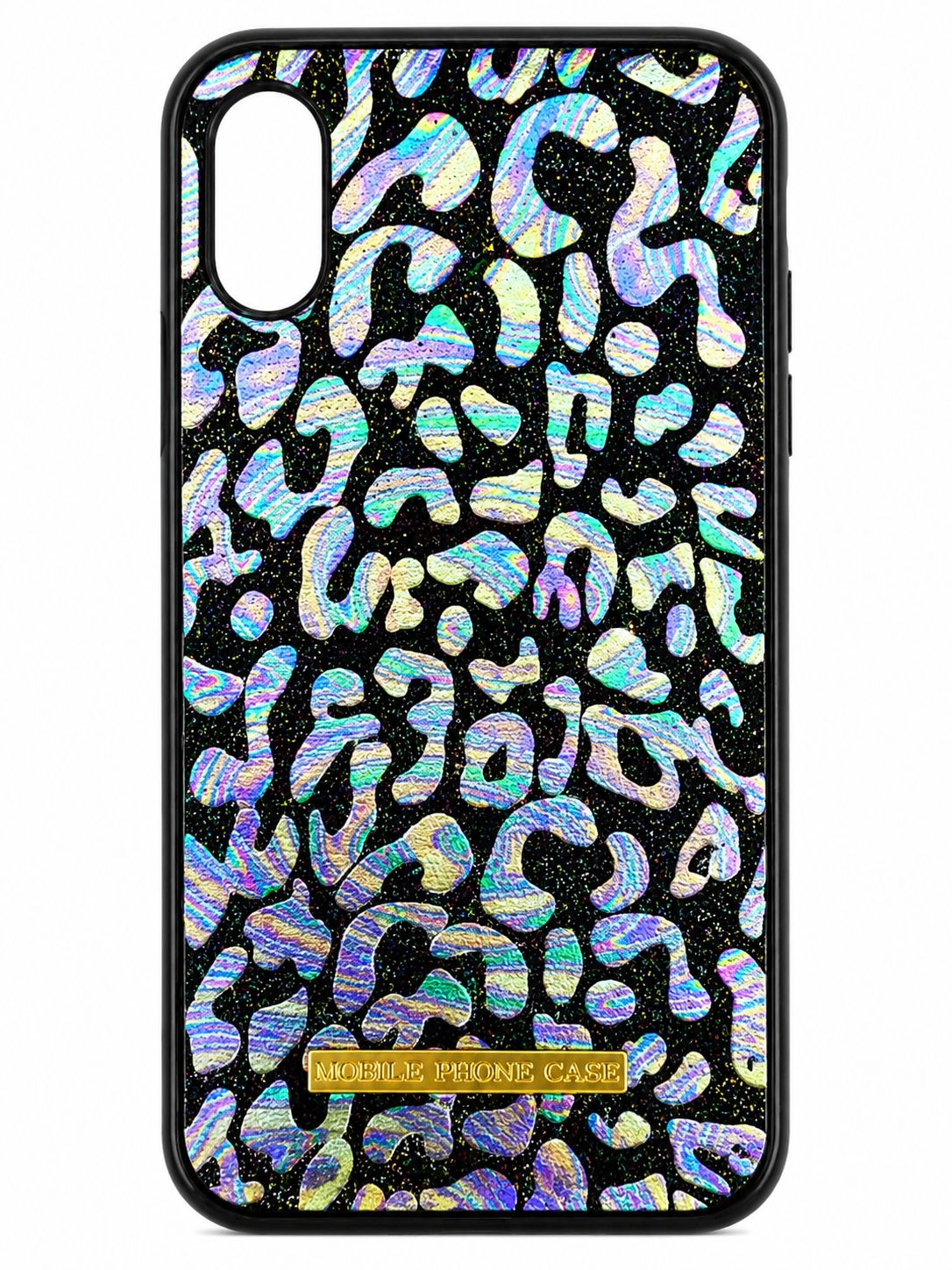 Glitter Leopard Print Phone Case for Iphone XR- Black