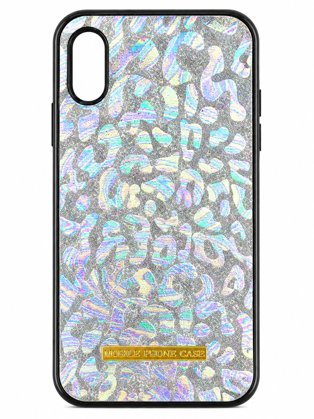 Glitter Leopard Print Phone Case for Iphone XR- Silver