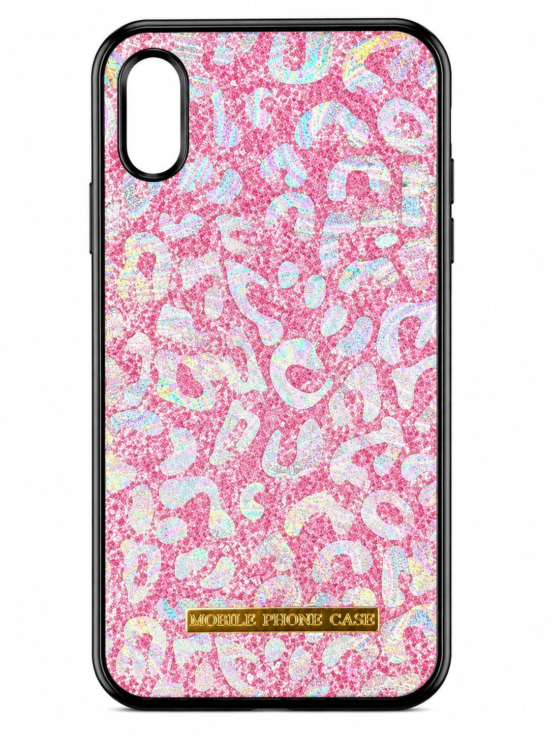 Glitter Leopard Print Phone Case for Iphone XR- Pink