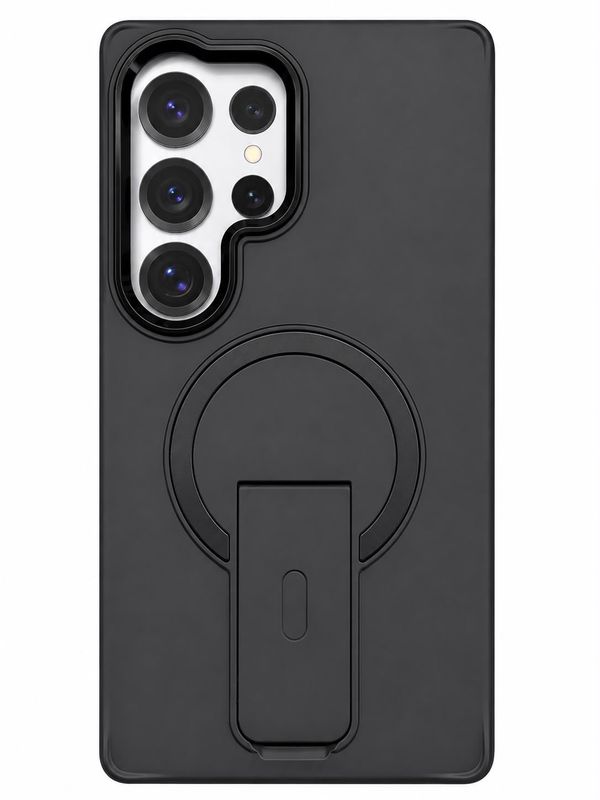 Anti-fall fulcrum bracket magnetic mobile phone case S25 Ultra - Black