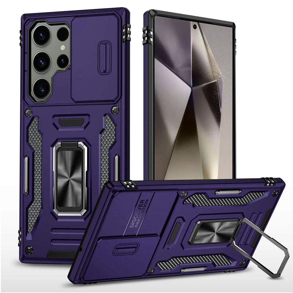 Well Protective Magentic Ring Stand Camera Protective Cover Case For Samsung s25 Ultra - Purple