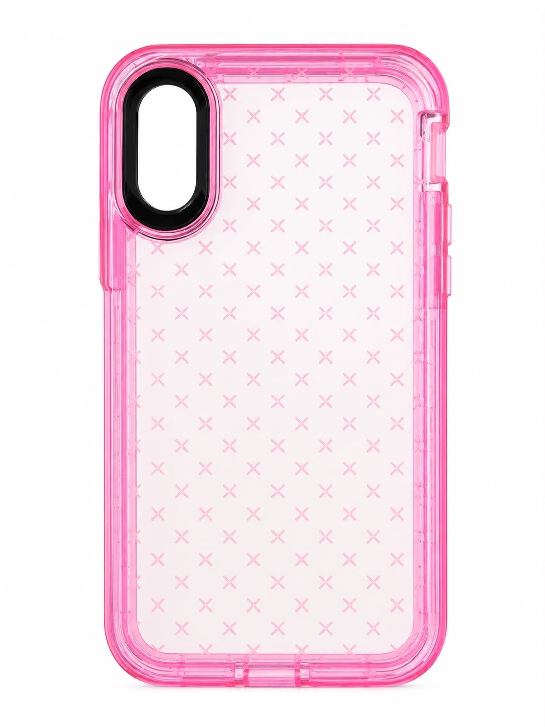 Transparent Pink Case with Check Patterns for Iphone XR