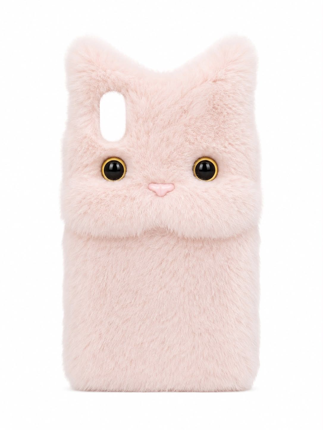 Fluffy Cat Plush Phone Case for XR- Pink