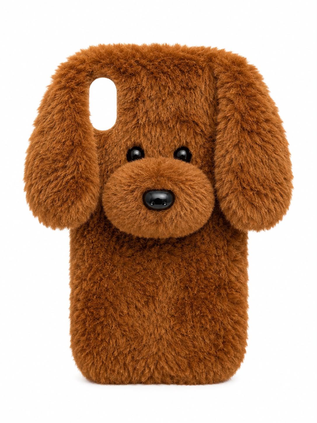Fluffy Dog Plush Phone Case for XR- Brown