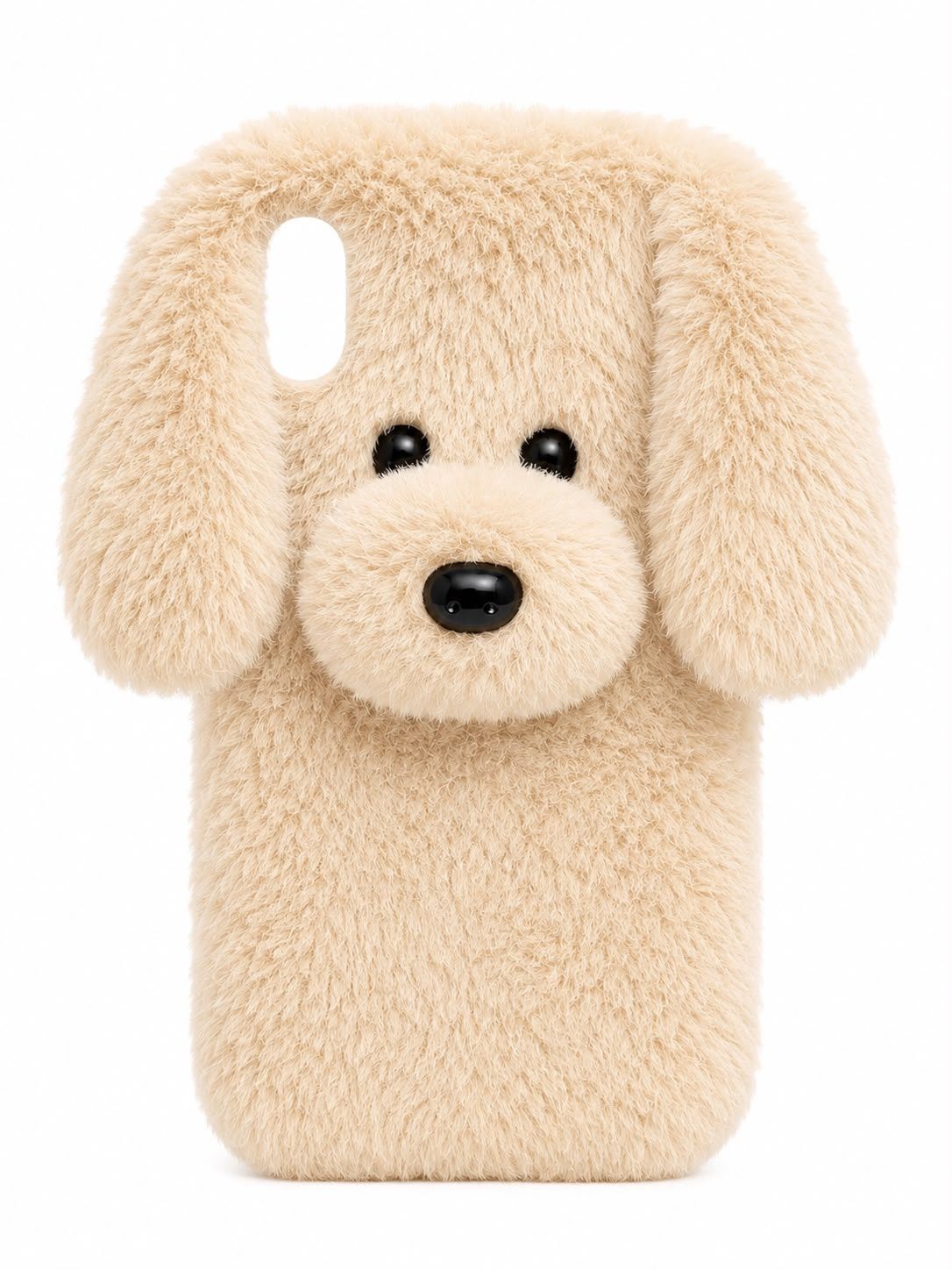 Fluffy Dog Plush Phone Case for XR- White