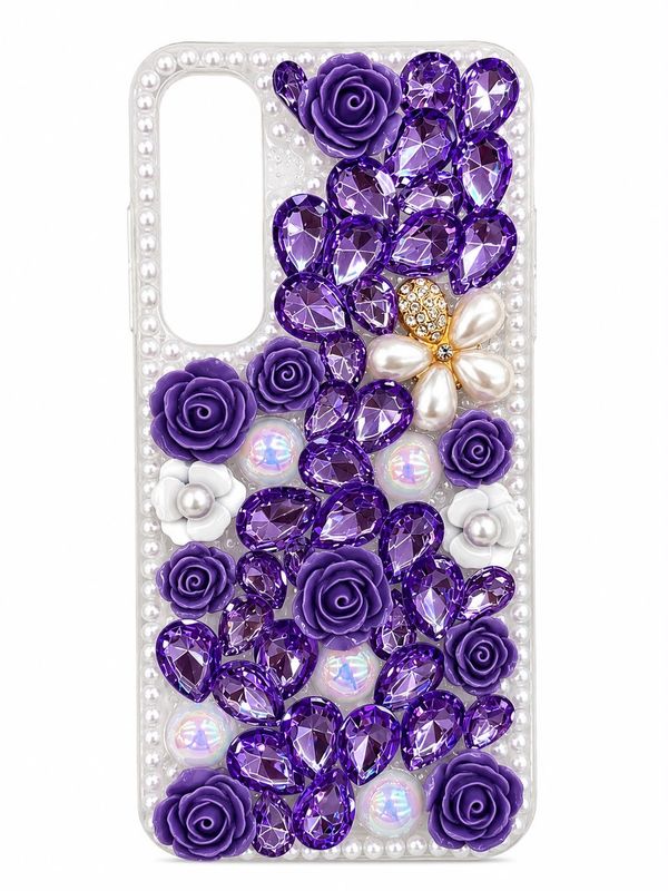 Diamond Pearl Rose Phone Case for S24 Fe- Purple