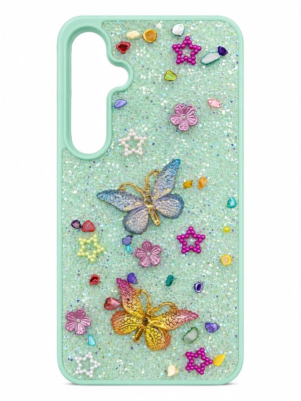 Rain Flower Stone Butterfly Phone Case For S24 Fe - Green
