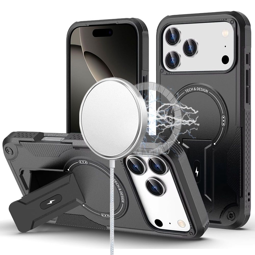 IPhone 17 Pro Max Sturdy Bracket Kickstand Magnetic Hybrid - Black