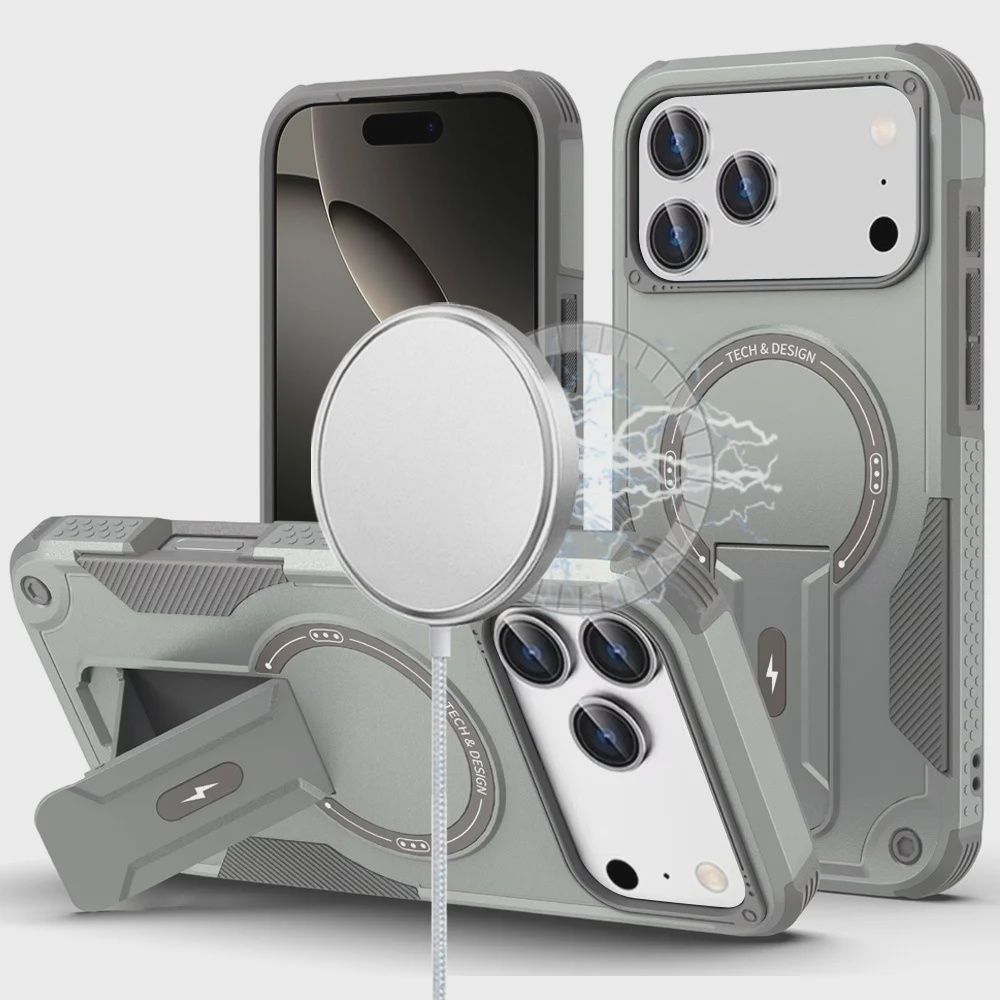 IPhone 17 Pro Max Sturdy Bracket Kickstand Magnetic Hybrid - GREY