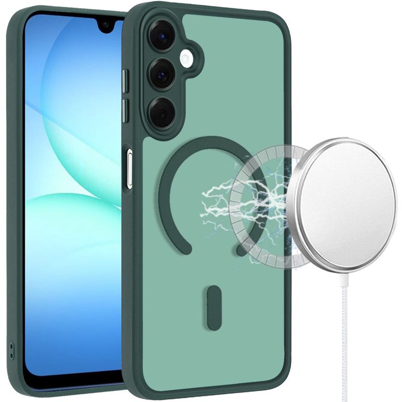 Samsung A17 5G Matte Frosted Magnetic Hybrid Case with Covered Camera Protection - midnight green