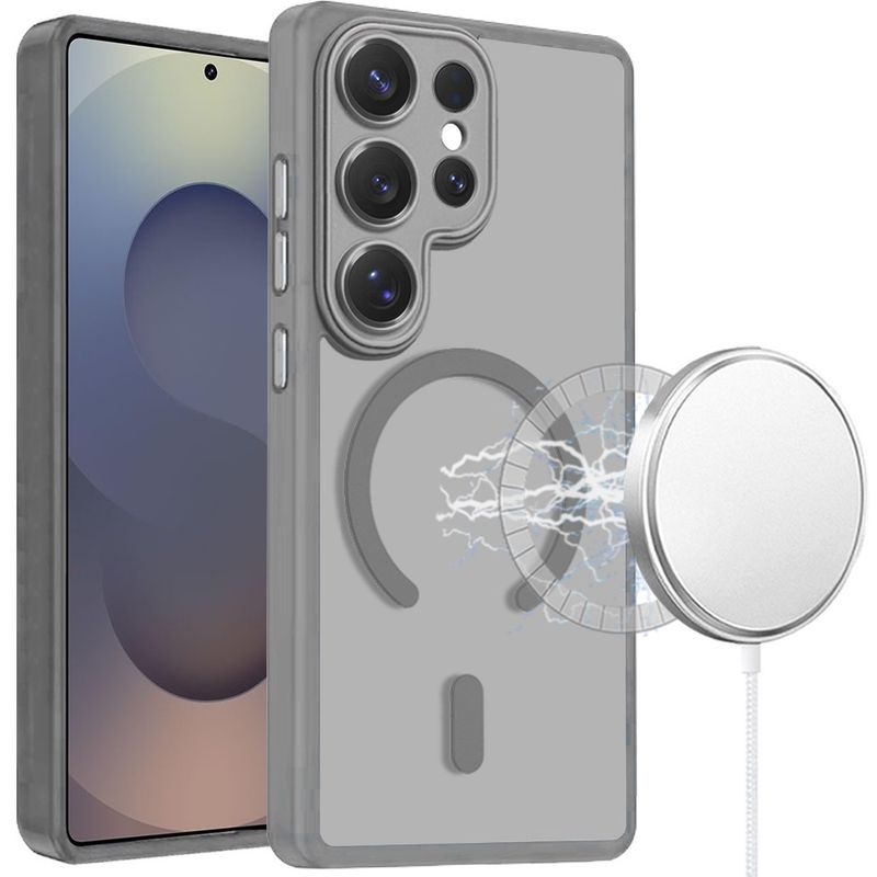 Samsung s25 Ultra Matte Frosted Magnetic Hybrid Case with Covered Camera Protection -Gray
