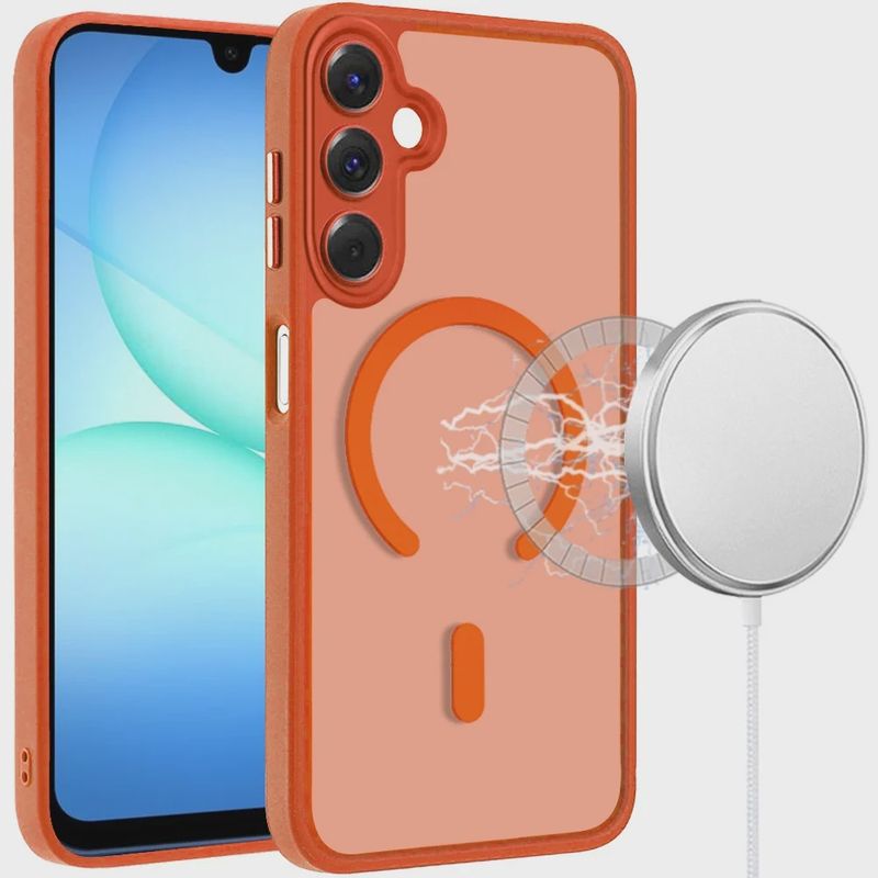 Samsung A17 5G Matte Frosted Magnetic Hybrid Case with Covered Camera Protection - Cosmic Orange
