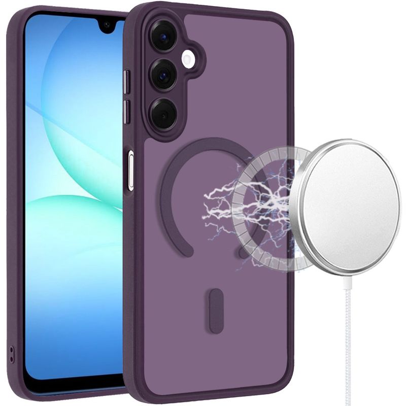Samsung A17 5G Matte Frosted Magnetic Hybrid Case with Covered Camera Protection - Purple
