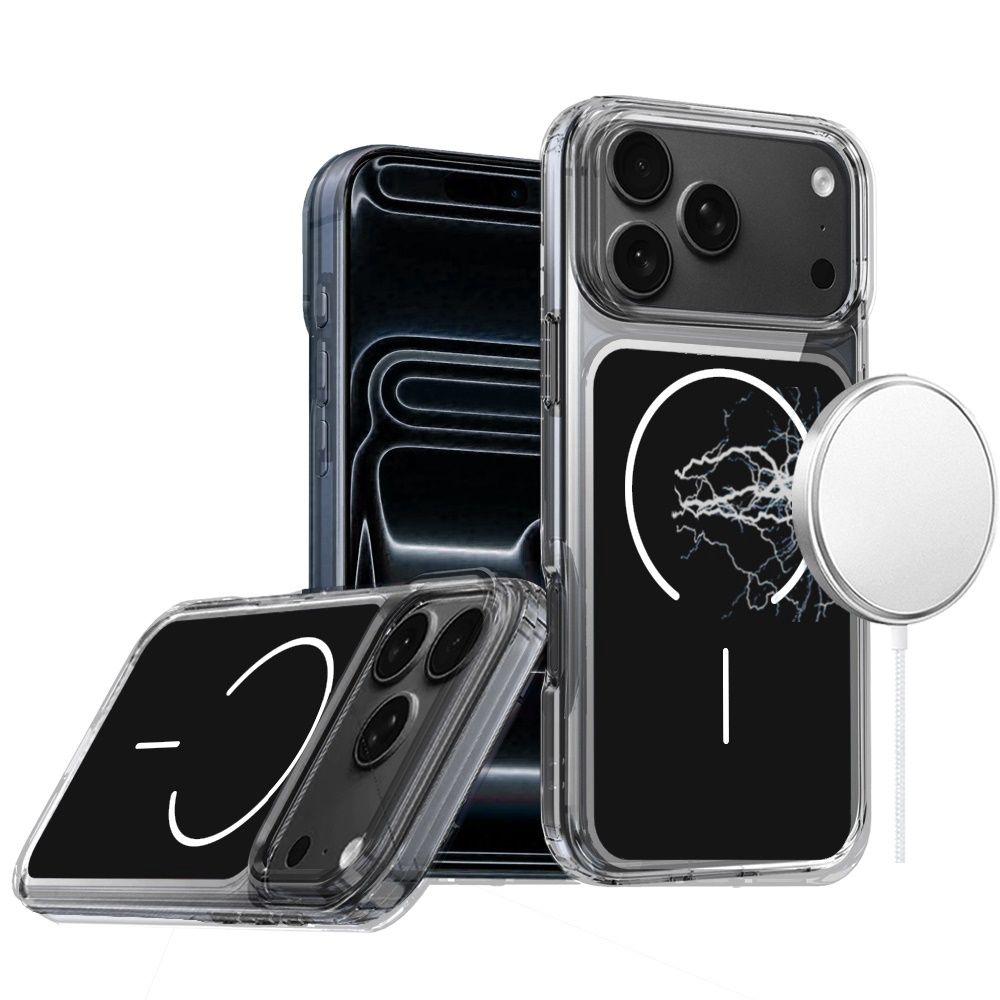 IPhone 17 Pro Max Metallic Transparent Magnetic Hybrid Case - Black