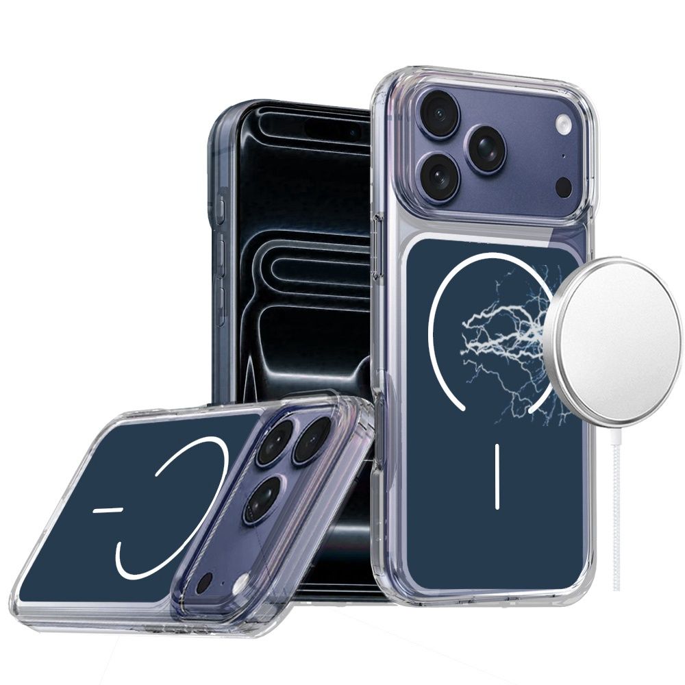 IPhone 17 Pro Max Metallic Transparent Magnetic Hybrid Case - Blue