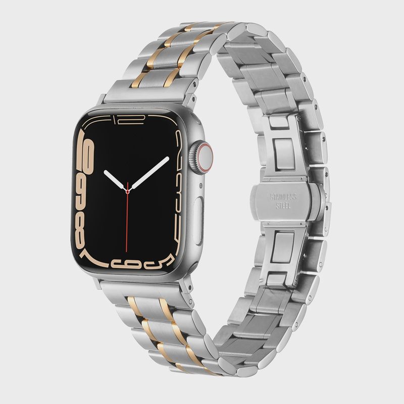 Apple Watch Size Ultra 49/42/44/45mm Executive Metal Watch Band - Silver+Rose Gold