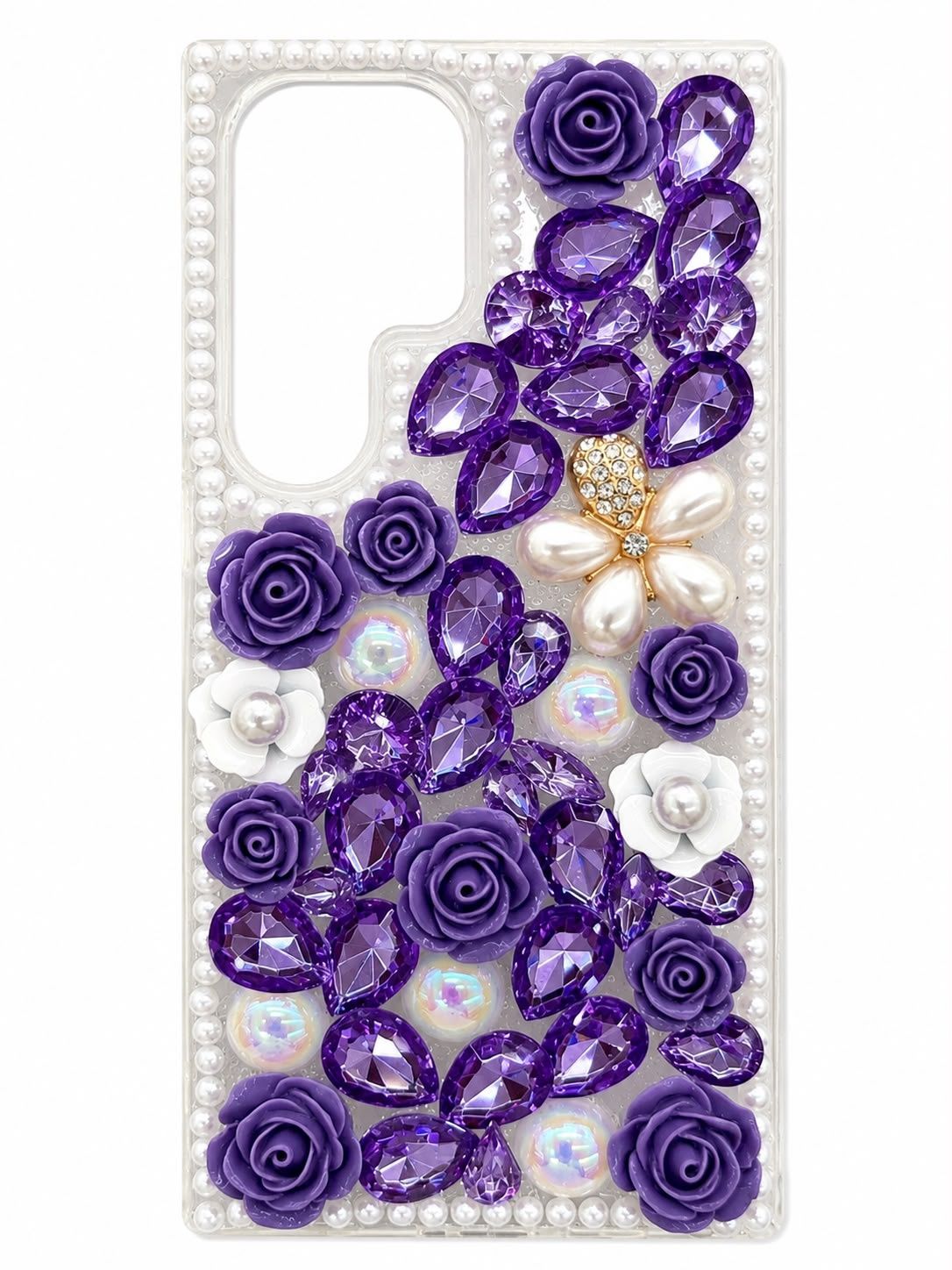 Diamond Pearl Rose Phone Case for S24 Ultra- Purple