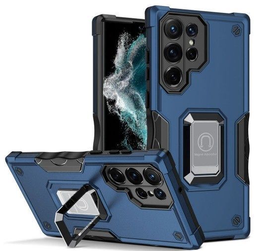 For Samsung s24 Ultra OPTIMUM Magnetic Ring Stand Hybrid Case Cover - Blue