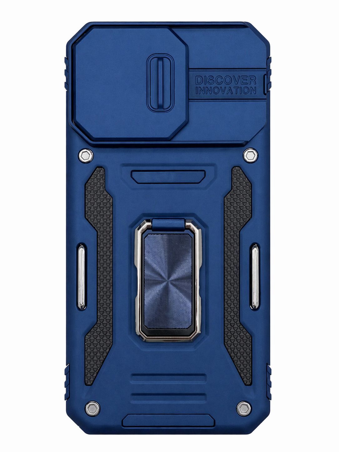 Utter Tough Metal Ring Movable Camera Window Hybrid Case Cover for Moto G Stylus 5G 2025/2026 - Blue