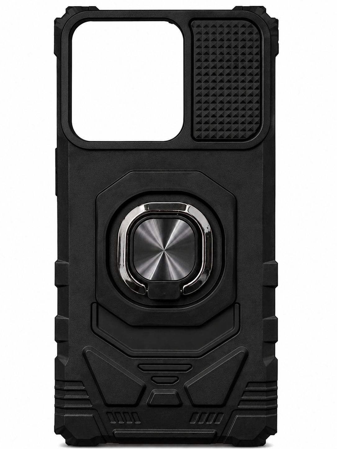 Robotic Hybrid with Magnetic Ring Stand Case Cover for Motorola Moto G Stylus 2025 - Black