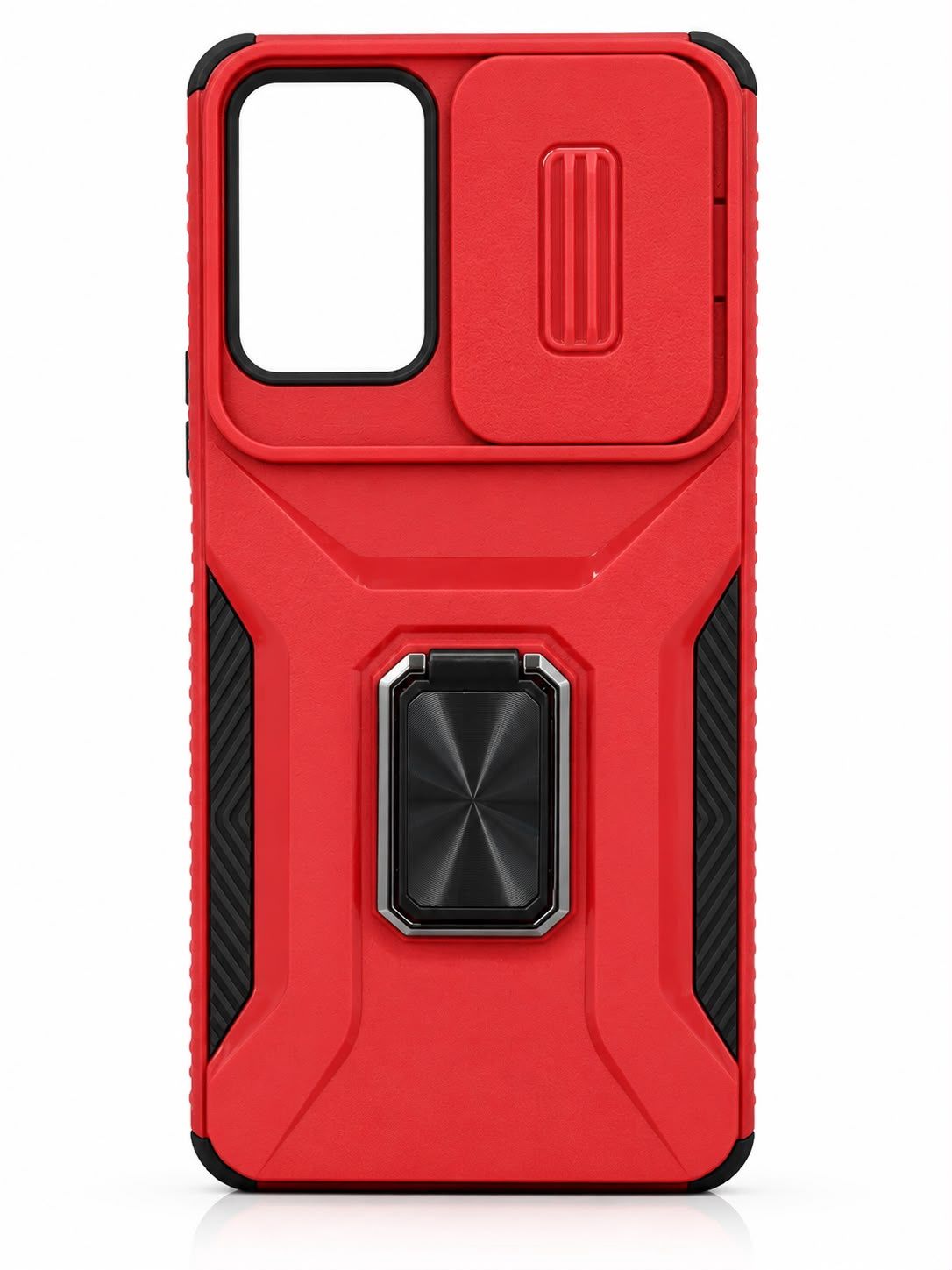 Magnetic Metal Ring Stand Camera Protection Hybrid for Motorola Moto G Power 2025/2026 - Red