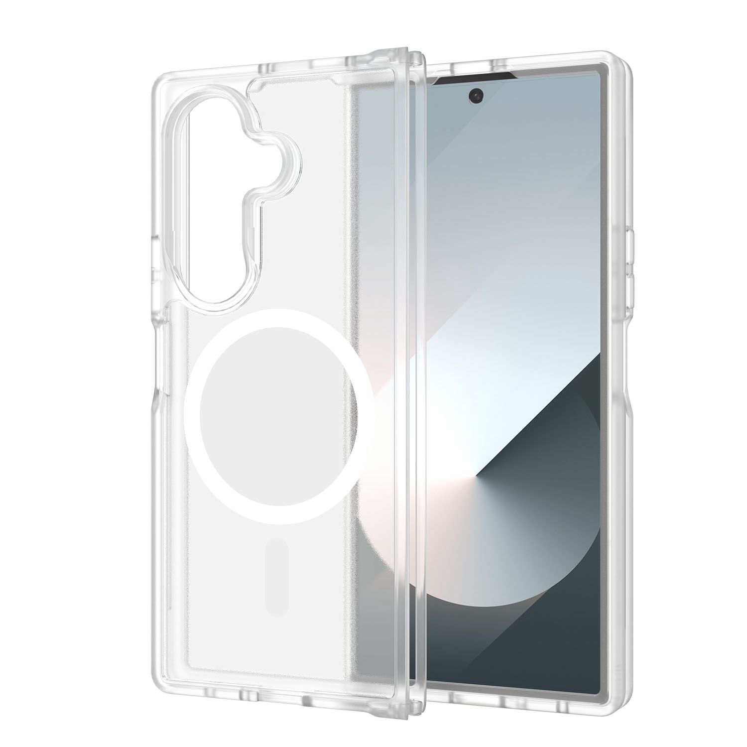 [Magnetic Circle] Smooth Safe Matte Feel Hybrid Case Samsung Z Fold 7 - White