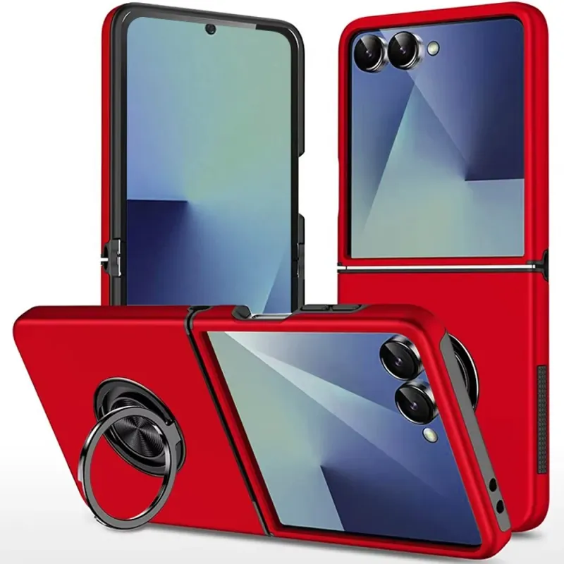 CHIEF Oil Painted Magnetic Ring Stand Hybrid Case Cover  Samsung Z Flip 8- RED