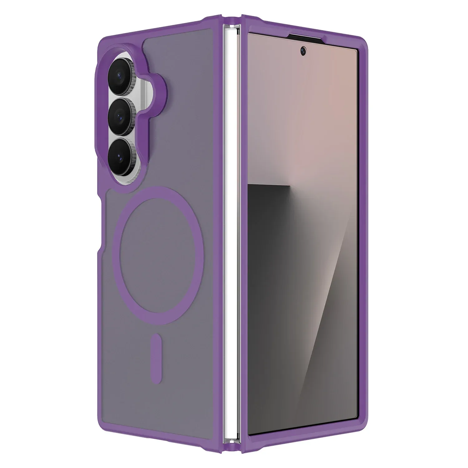 [Magnetic Circle] Smooth Safe Matte Feel Hybrid Case Samsung Z Fold 8 Ultra - DARK PURPLE