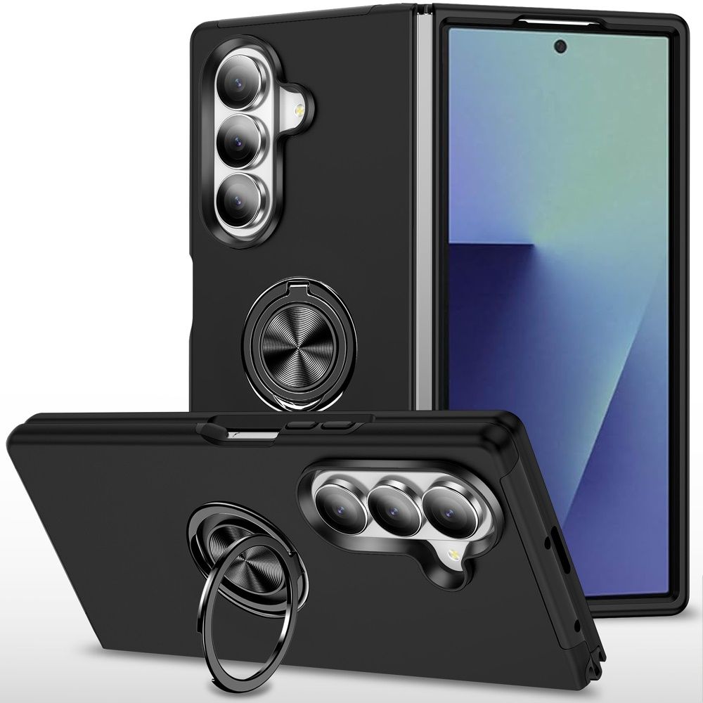 CHIEF Oil Painted Magnetic Ring Stand Hybrid Case Cover Samsung Z Fold 8 Ultra - Black