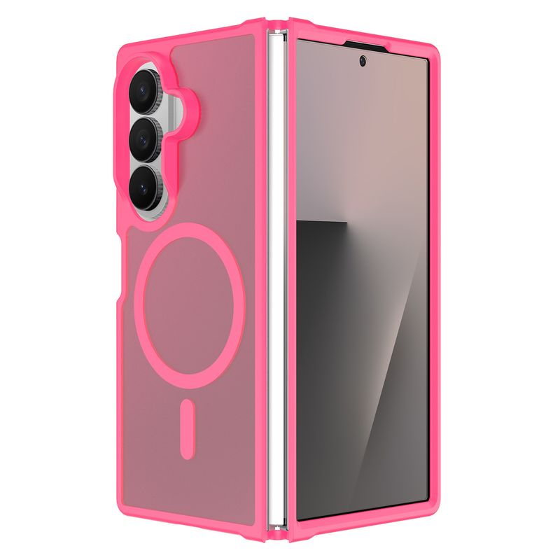 [Magnetic Circle] Smooth Safe Matte Feel Hybrid Case Samsung Z Fold 8 Ultra - HOT PINK