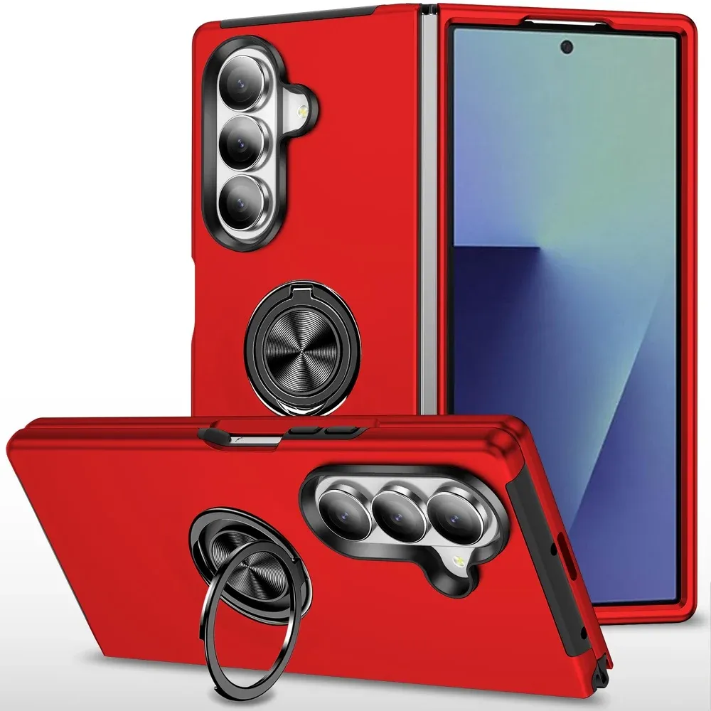 CHIEF Oil Painted Magnetic Ring Stand Hybrid Case Cover Samsung Z Fold 8 Ultra - RED