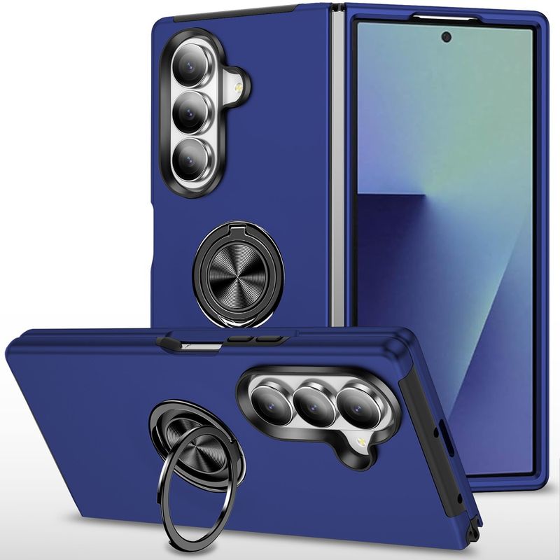 CHIEF Oil Painted Magnetic Ring Stand Hybrid Case Cover Samsung Z Fold 8 Ultra - BLUE