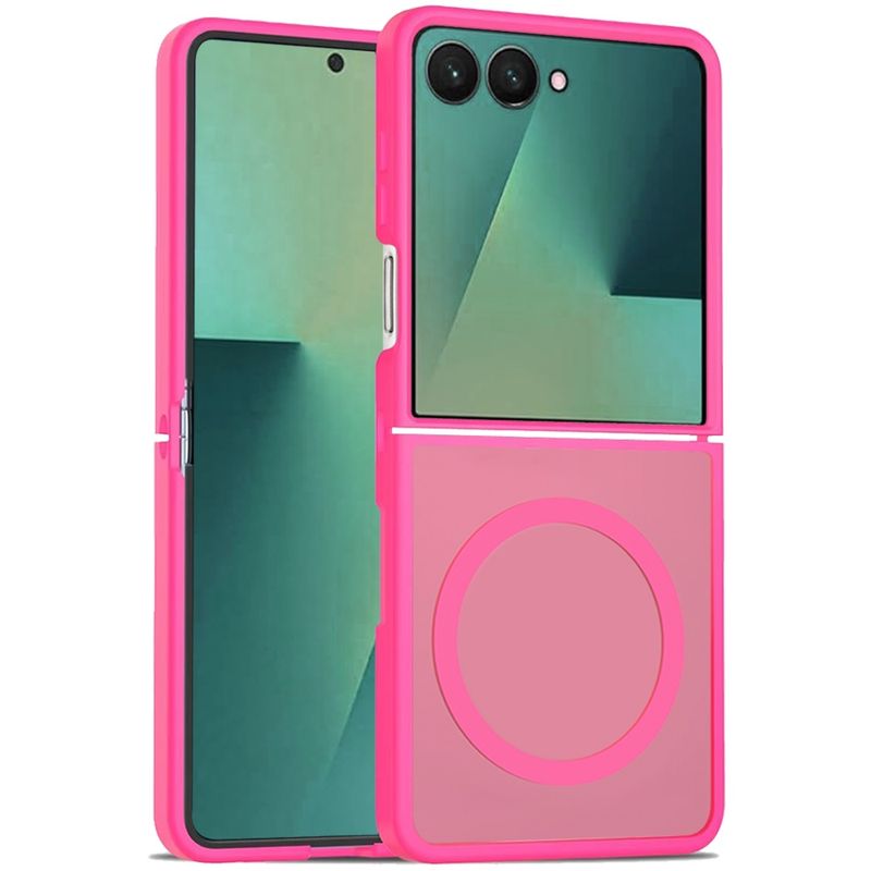Samsung Z Flip 7 [Magnetic Circle] Smooth Safe Matte Feel Hybrid Case - Hot Pink