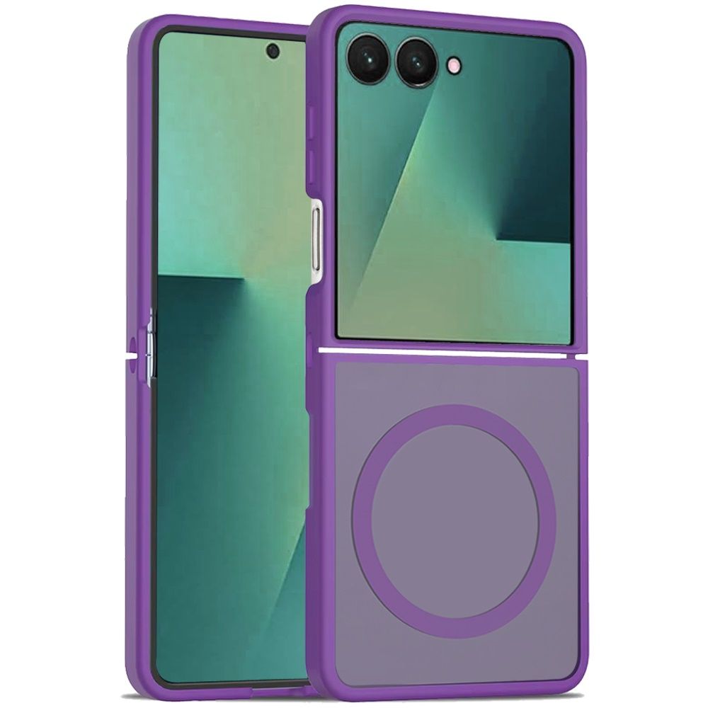 For Samsung Z Flip 7 [Magnetic Circle] Smooth Safe Matte Feel Hybrid Case -Purple