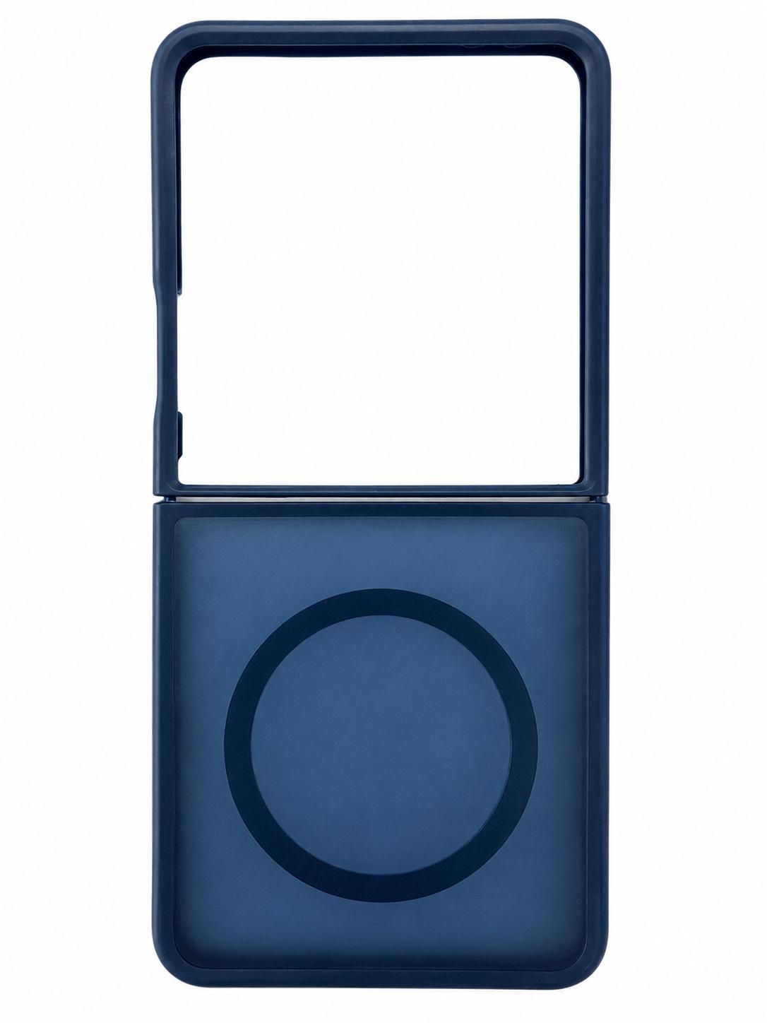 For Samsung Z Flip 7 [Magnetic Circle] Smooth Safe Matte Feel Hybrid Case -Dark Blue