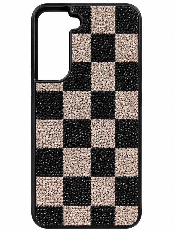 Leather Case with checkers for S22 Plus- Gold/Black