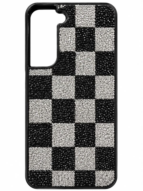 Leather Case with checkers for S22 Plus- Black