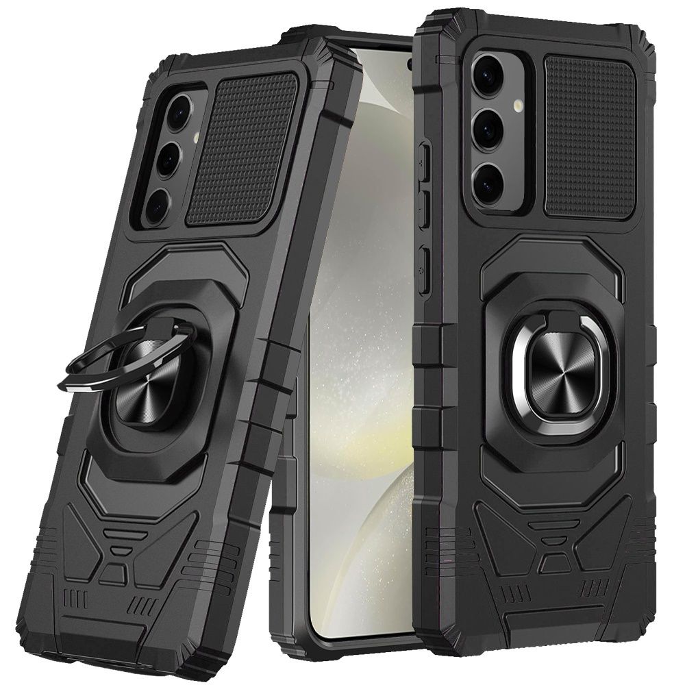 Robotic Hybrid with Magnetic Ring Stand Case Cover For Samsung s22 Plus- Black