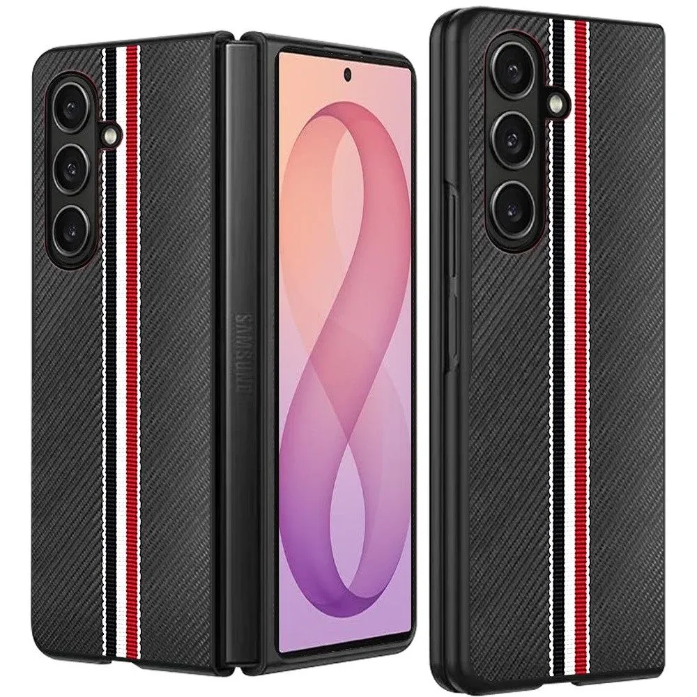 Velvet Fabric Flip Phone Premium PU Vegan Leather Samsung Z Fold 8 Ultra - Black