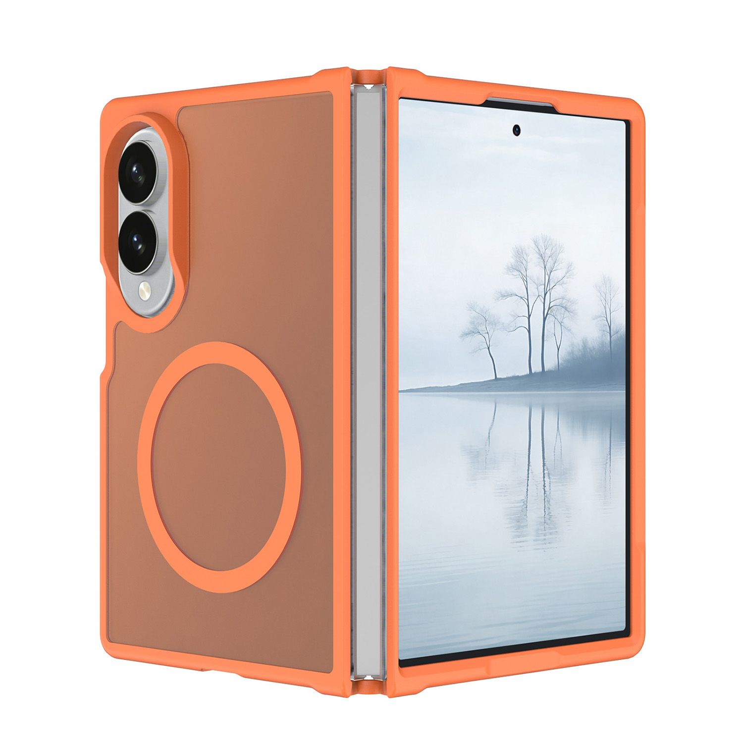 [Magnetic Circle] Smooth Safe Matte Feel Hybrid Case Samsung Z Fold 8 -Orange