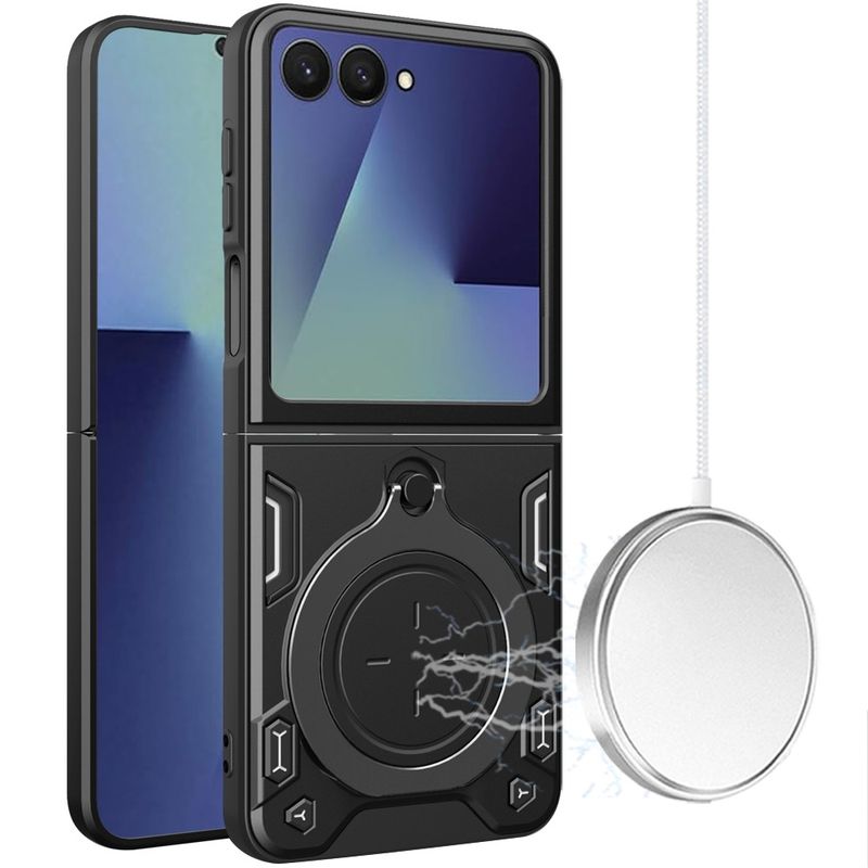 Magnetic Ring Stand Classic Design FULL Camera Protection Hybrid Case Samsung Z Flip 8 - Black