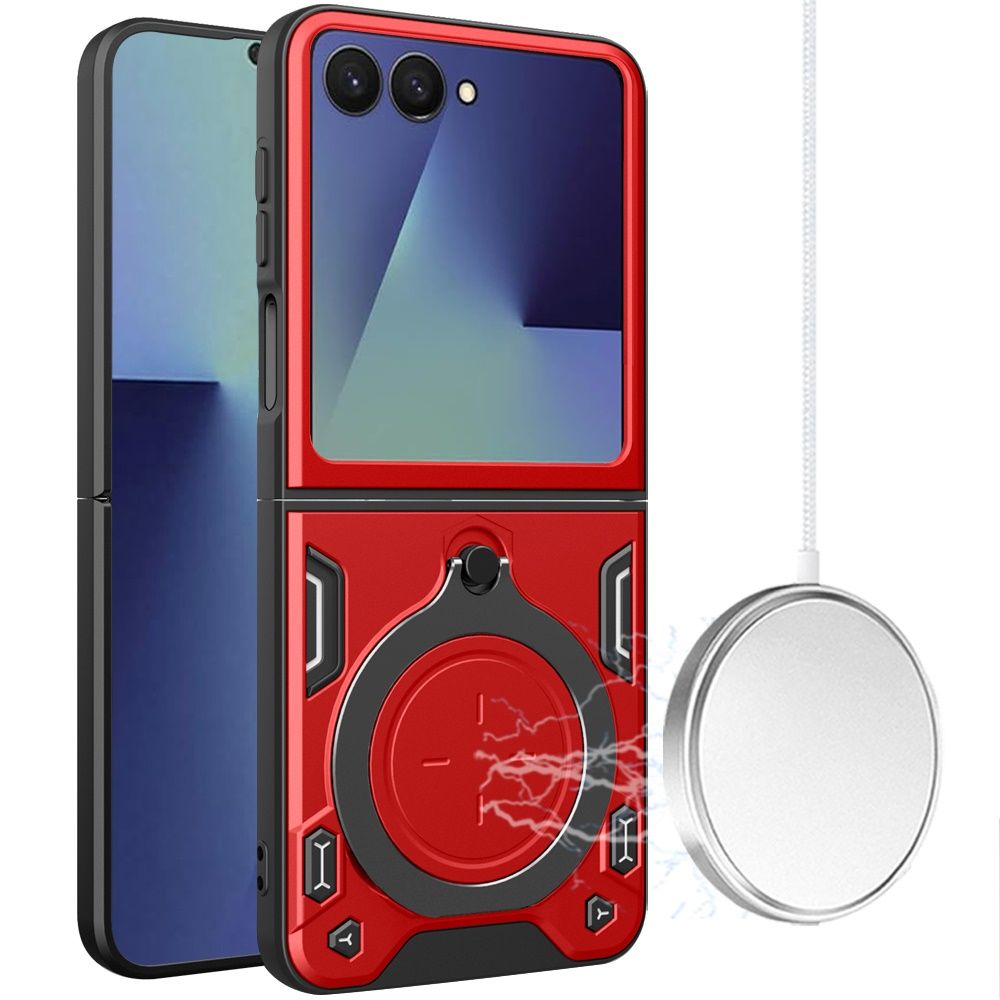 Magnetic Ring Stand Classic Design FULL Camera Protection Hybrid Case Samsung Z Flip 8 - Red