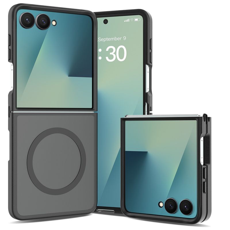 [Magnetic Circle] Smooth Safe Matte Feel Hybrid Case  Samsung Z Flip 8 - Black