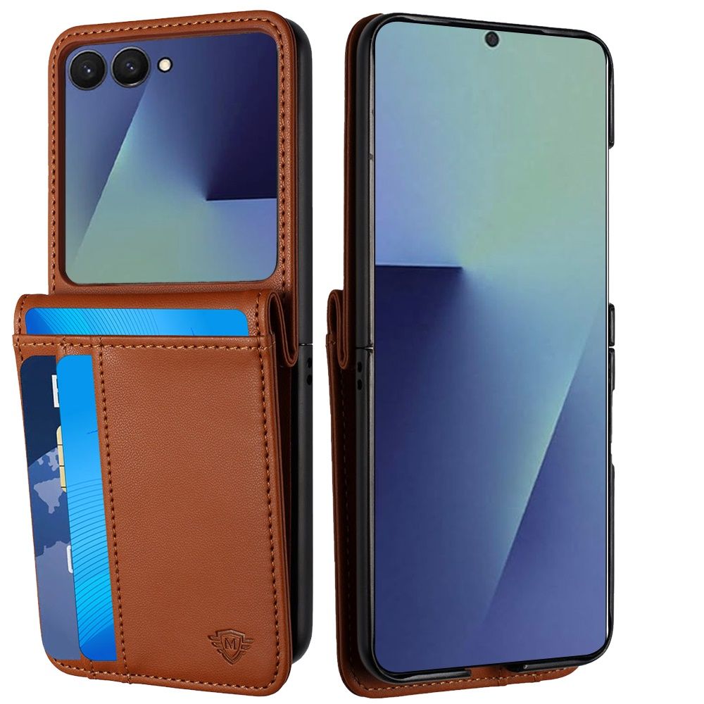 Card Slot Wallet Holder Case Cover Samsung Z Flip 8 -Brown