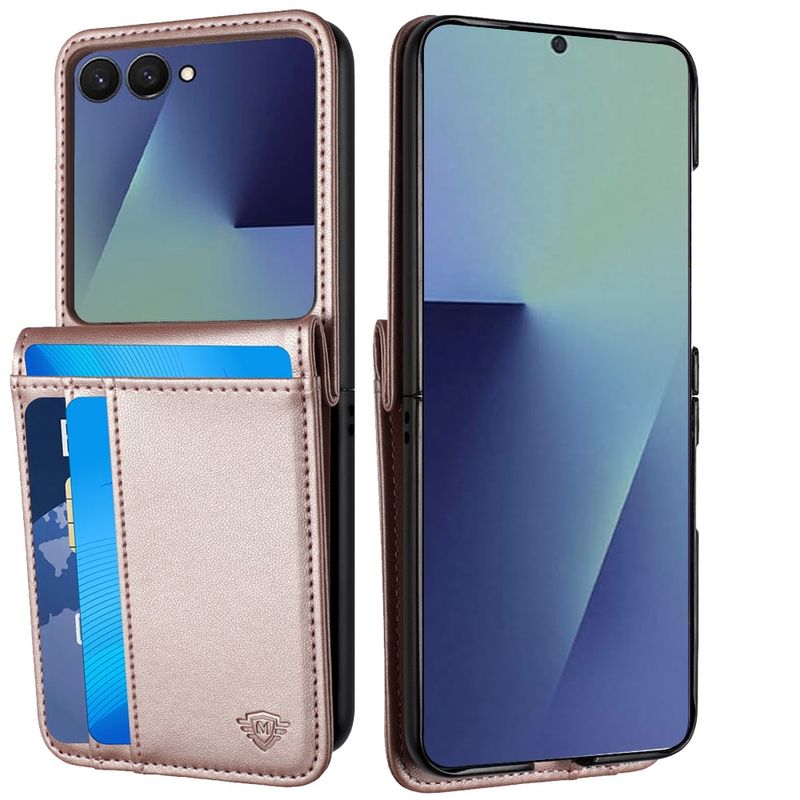 Card Slot Wallet Holder Case Cover Samsung Z Flip 8 - Rose Gold