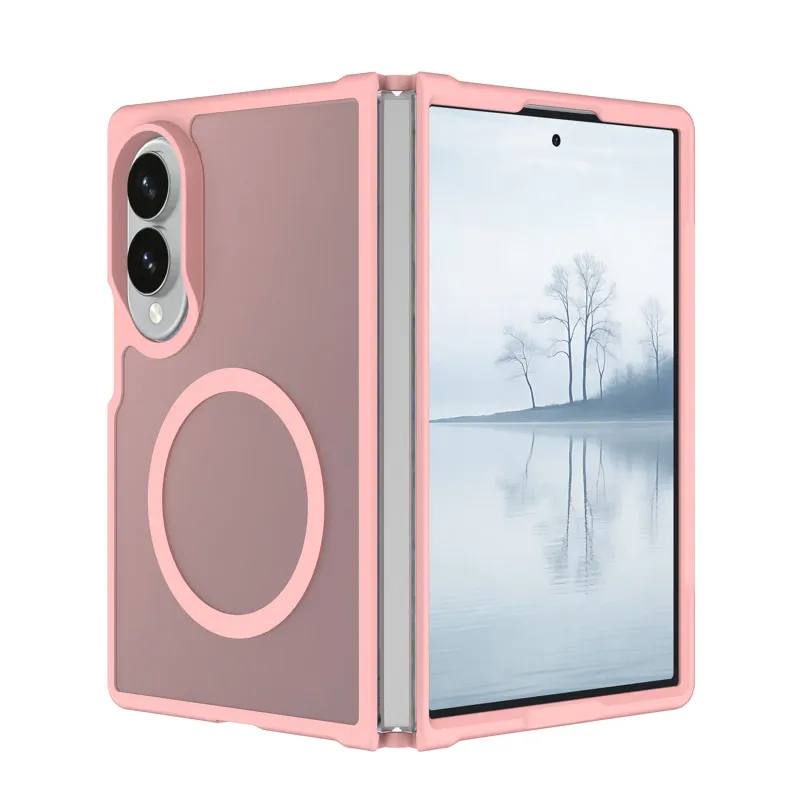 [Magnetic Circle] Smooth Safe Matte Feel Hybrid Case Samsung Z Fold 8 - Light Pink